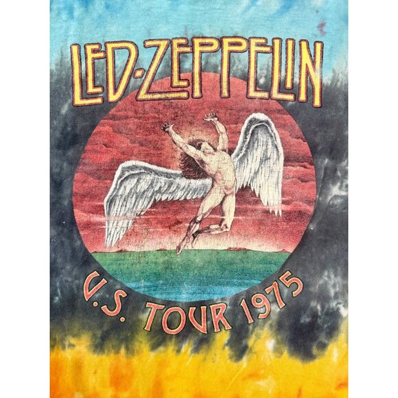 Vintage Led Zeppelin 1975 Tour Tie-Dye Band Tee Delta Pro Weight Collectible XL - Picture 2 of 12